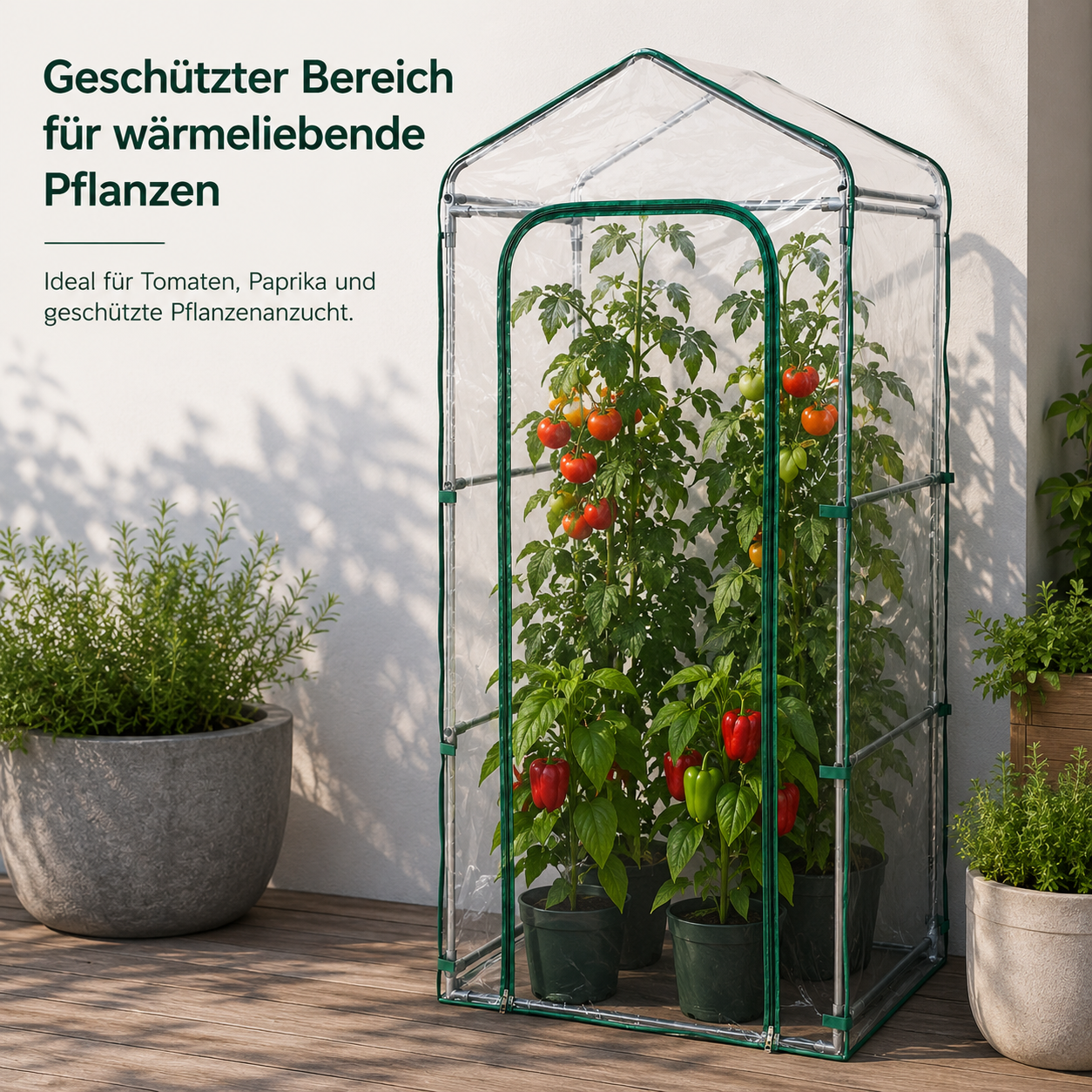 Tomatengewächshaus mit Folienhaube und stabilem Metallrahmen