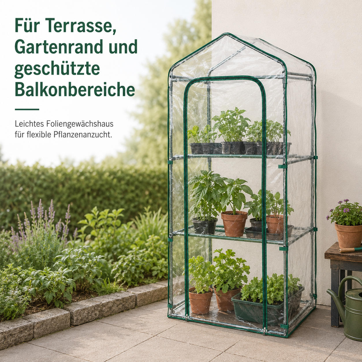 Tomatengewächshaus mit Folienhaube und stabilem Metallrahmen