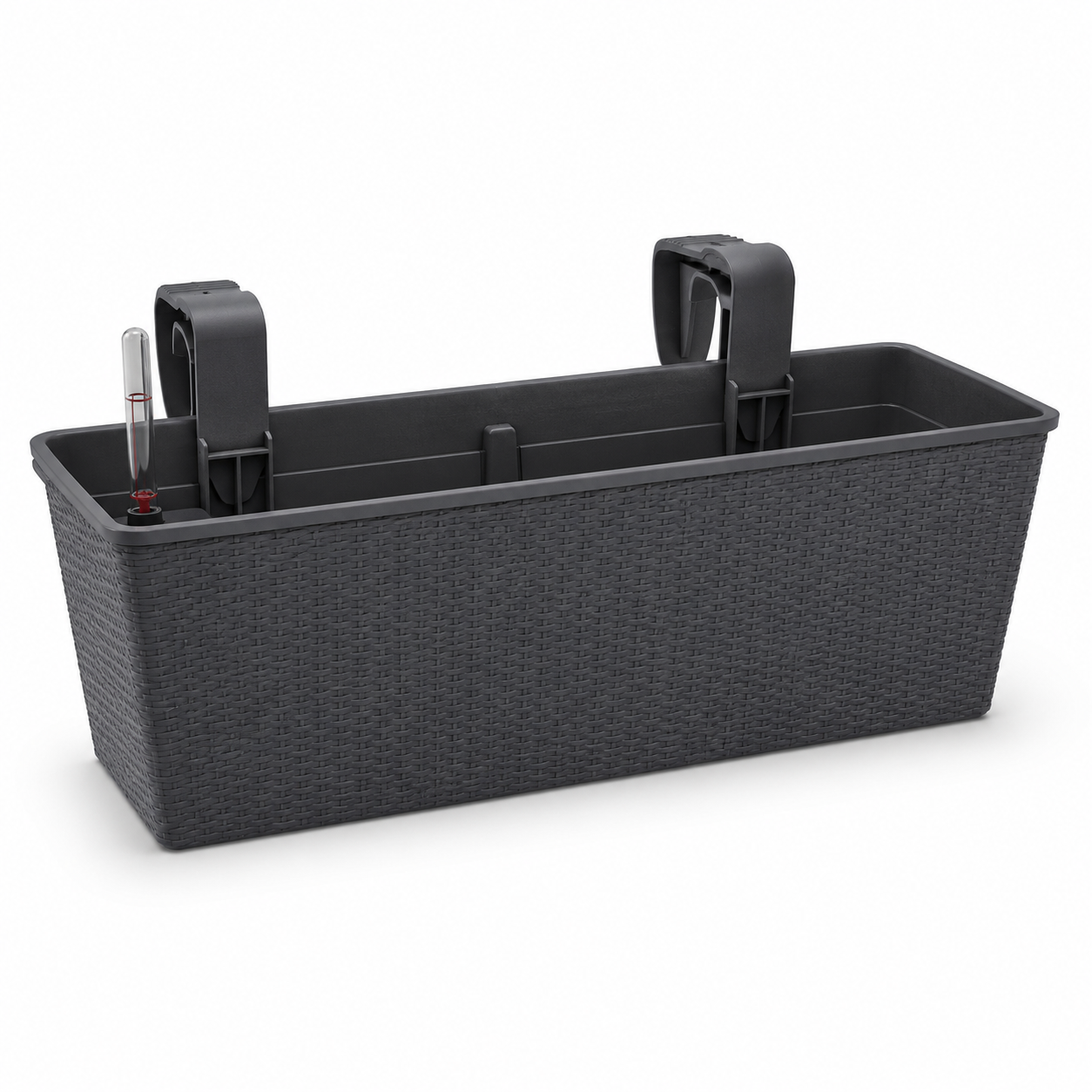 Balkon Pflanzkasten 60 cm mit Wasserspeicher und Geländerhalterung