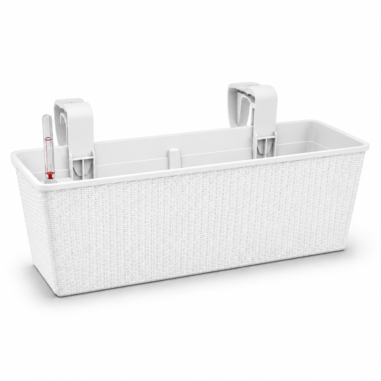 Balkon Pflanzkasten 60 cm mit Wasserspeicher und Geländerhalterung