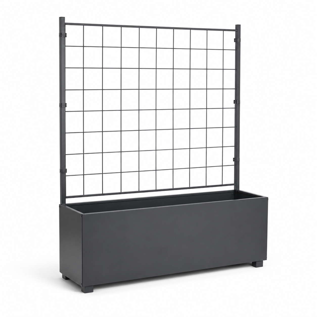 Pflanzkasten mit Rankgitter 100 cm aus Metall für Sichtschutz und Kräuter