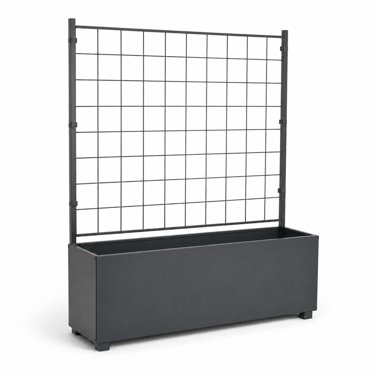 Pflanzkasten mit Rankgitter 100 cm aus Metall für Sichtschutz und Kräuter