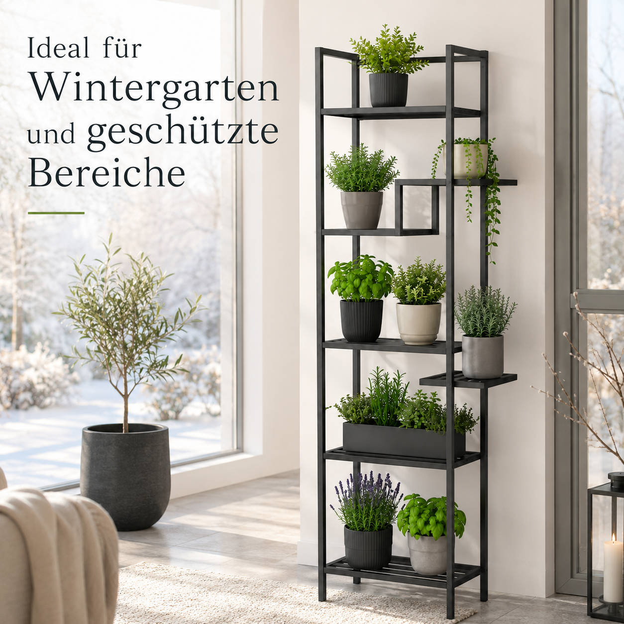 Vertikales Pflanzenregal aus Metall für Balkon und Wintergarten