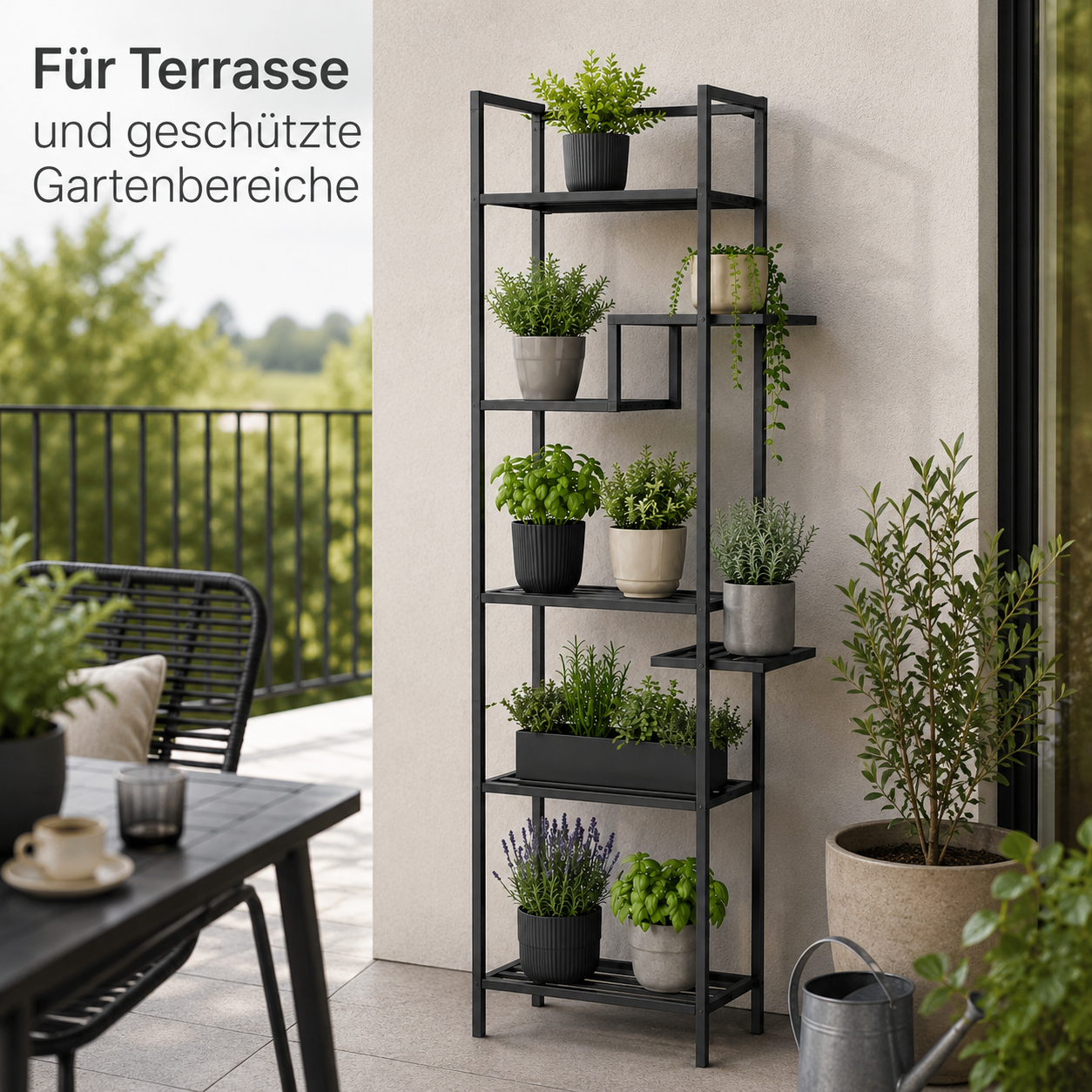 Vertikales Pflanzenregal aus Metall für Balkon und Wintergarten