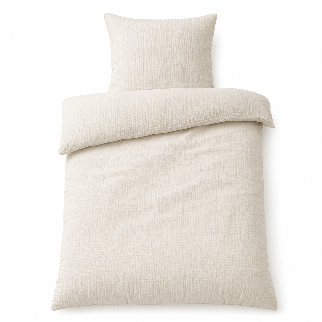 Musselin Bettwäsche Set in natürlicher Struktur für ruhige Schlafzimmer