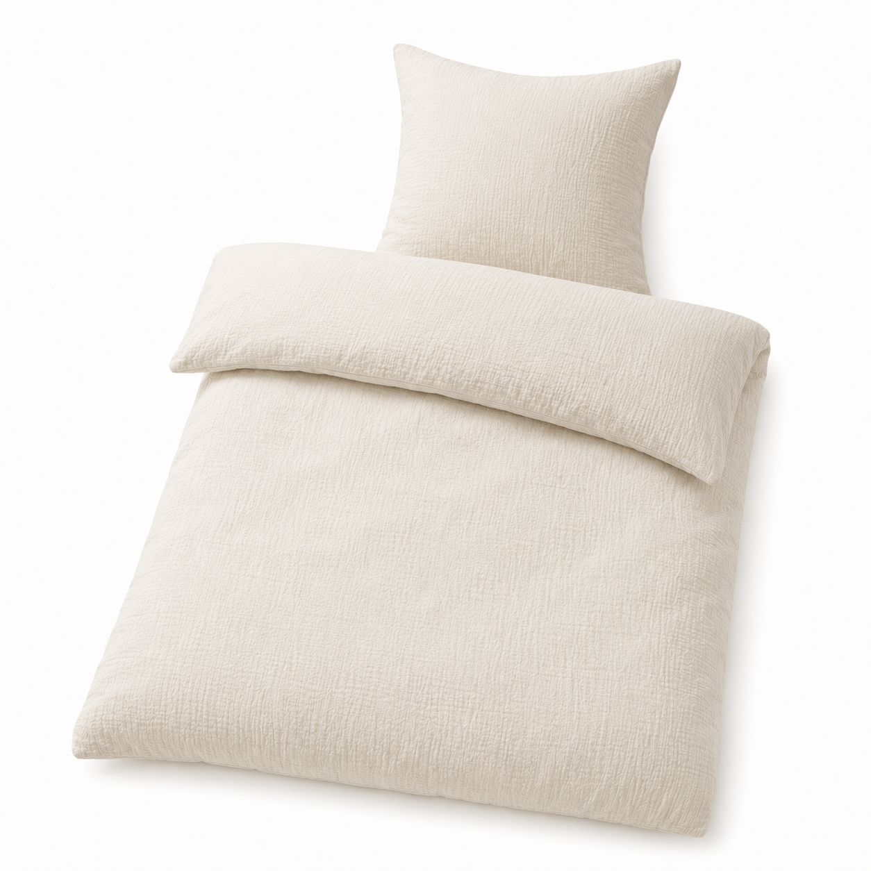 Musselin Bettwäsche Set in natürlicher Struktur für ruhige Schlafzimmer