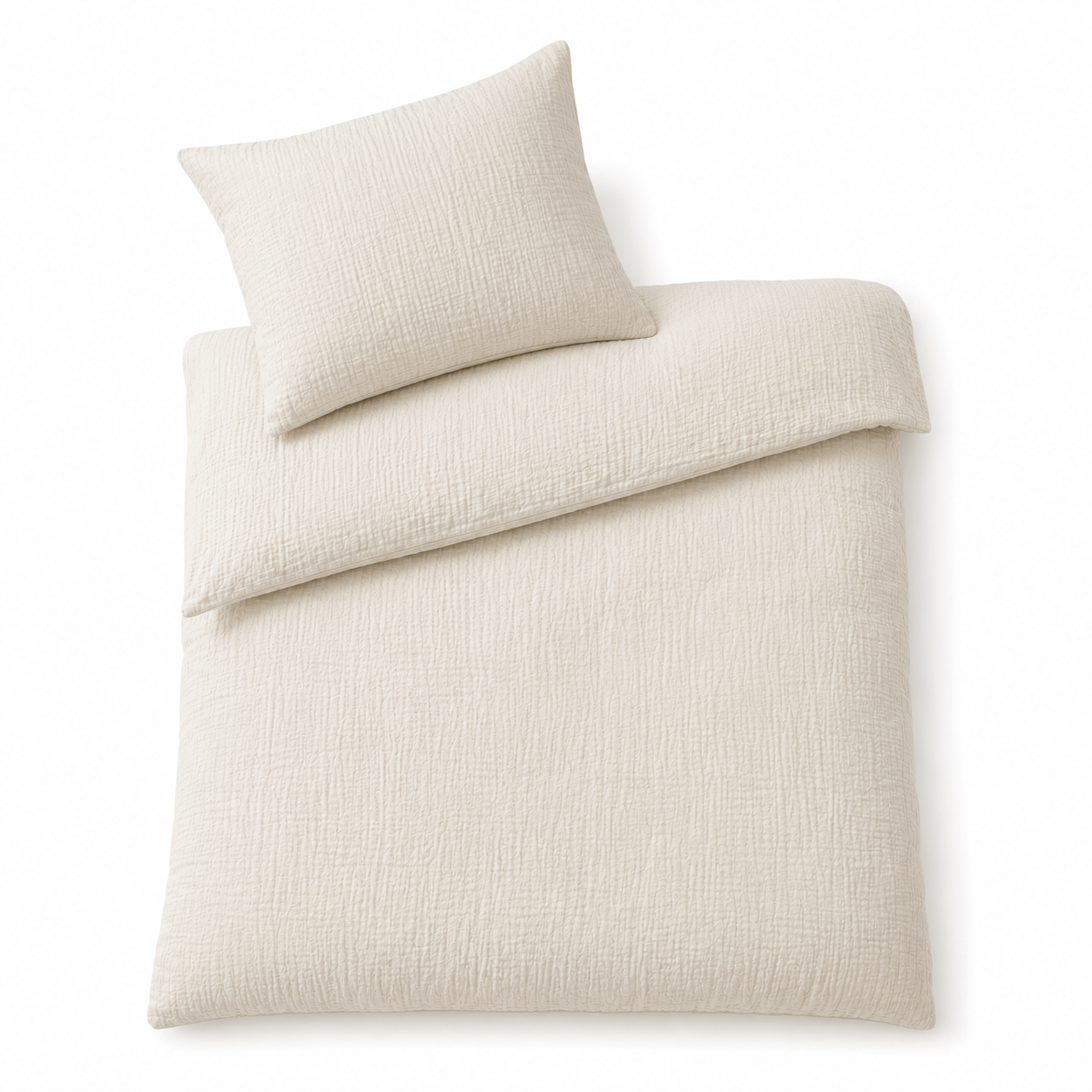 Musselin Bettwäsche Set in natürlicher Struktur für ruhige Schlafzimmer
