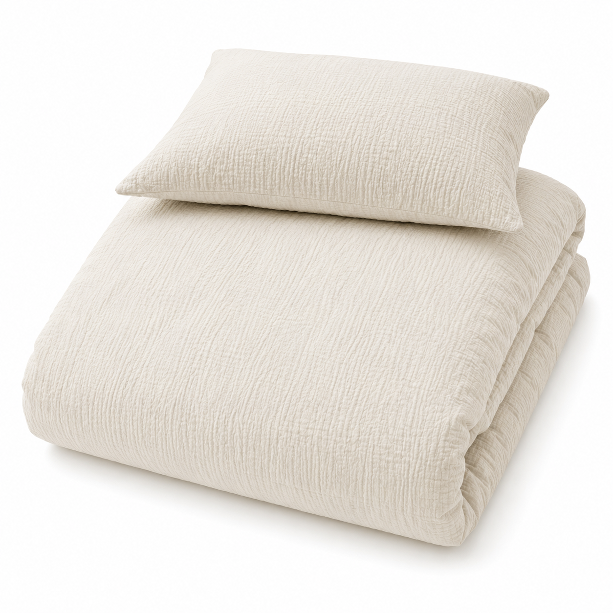 Musselin Bettwäsche Set in natürlicher Struktur für ruhige Schlafzimmer