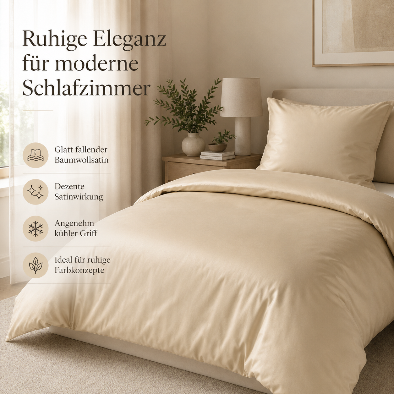 Baumwollsatin Bettwäsche Set mit feinem Glanz für moderne Betten