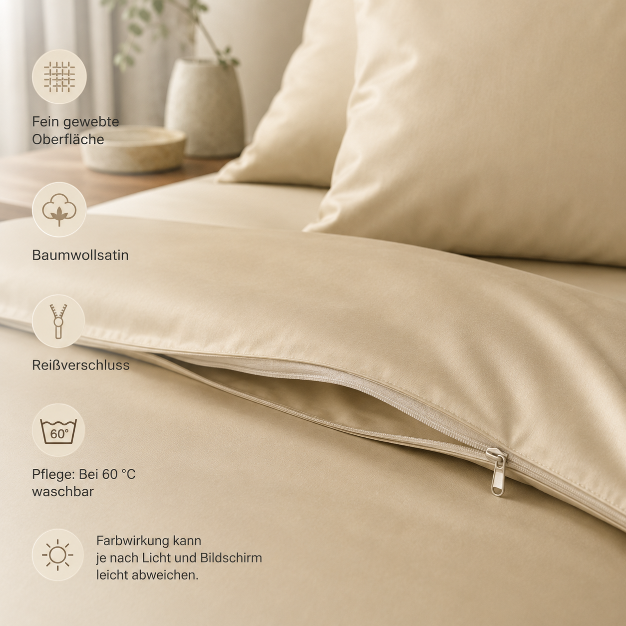 Baumwollsatin Bettwäsche Set mit feinem Glanz für moderne Betten