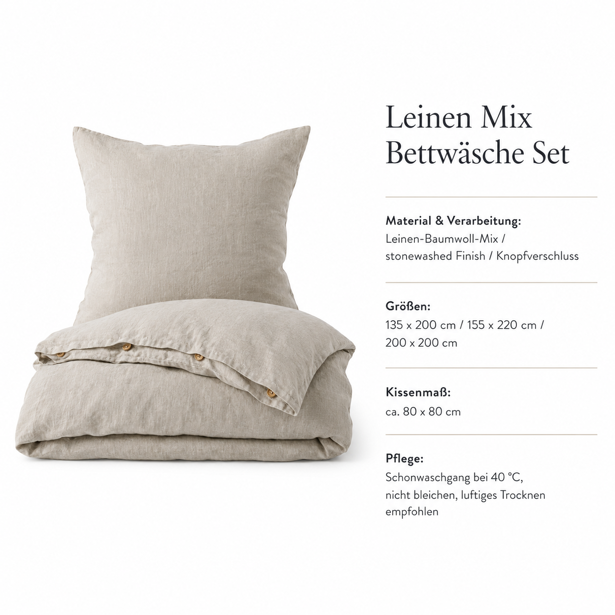Leinen Mix Bettwäsche Set in Stonewashed Optik für entspannte Räume