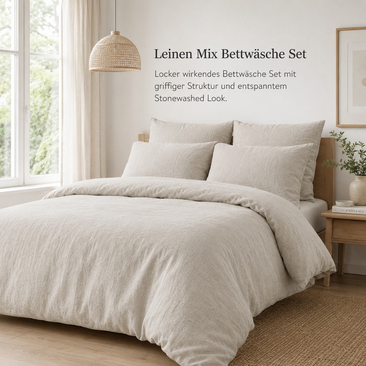 Leinen Mix Bettwäsche Set in Stonewashed Optik für entspannte Räume