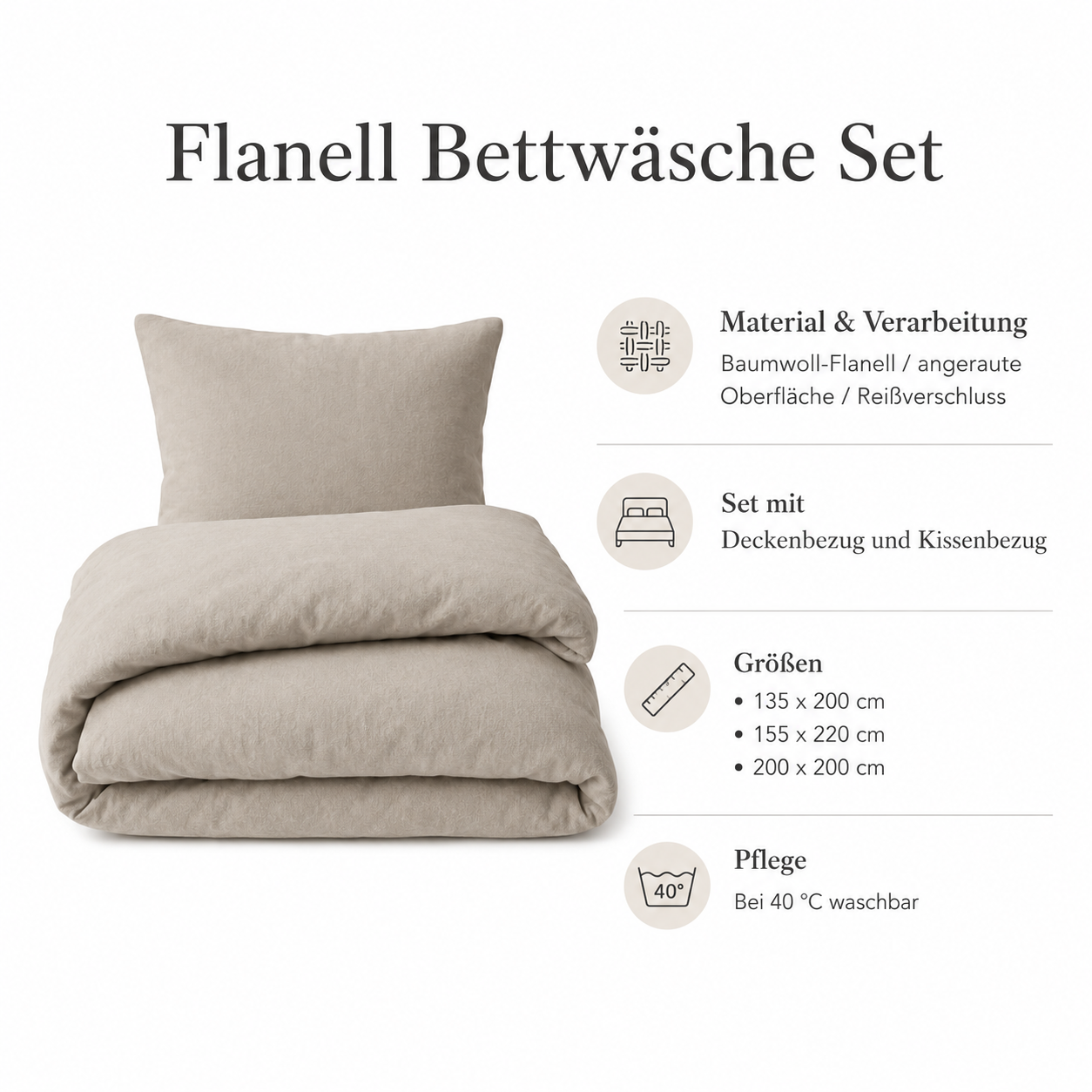 Flanell Bettwäsche Set weich angeraut für kalte Nächte