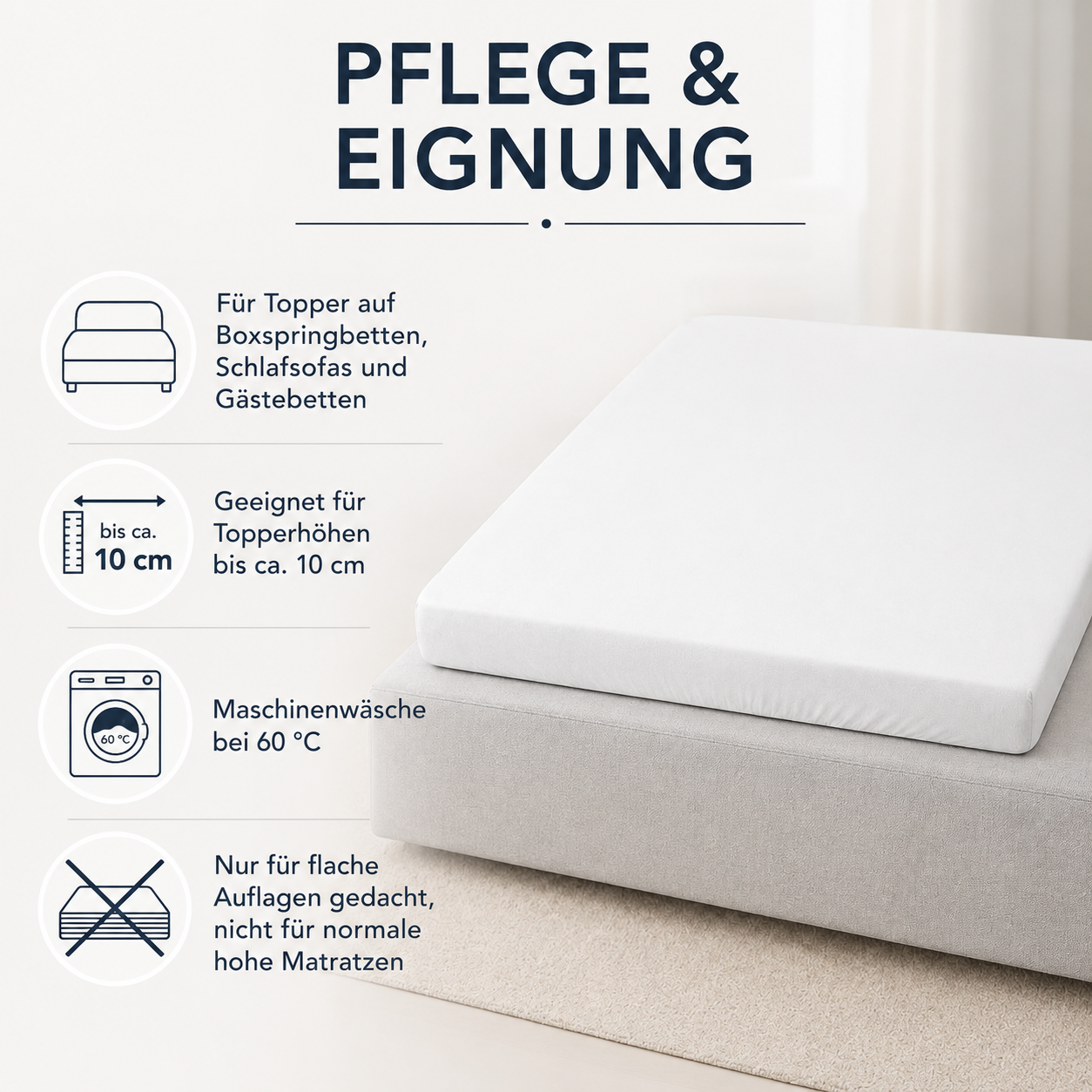Topper Spannbettlaken Jersey extra flach für Boxspringbetten