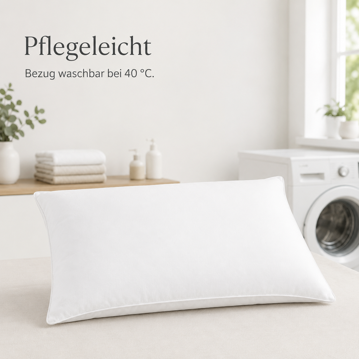 Kopfkissen mit verstellbarer Füllhöhe für Rücken und Seitenlage