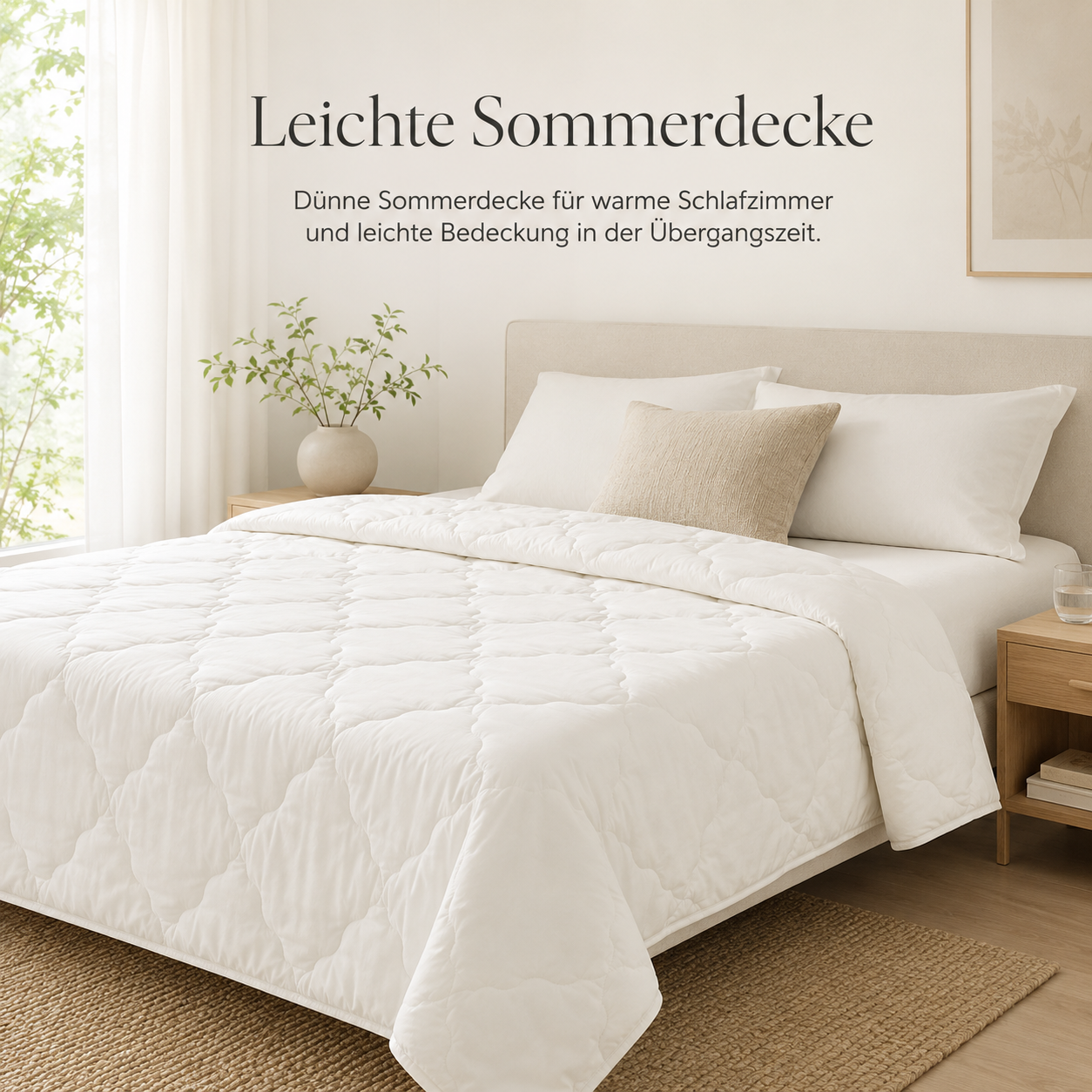 Leichte Sommerdecke mit atmungsaktiver Steppung für warme Nächte