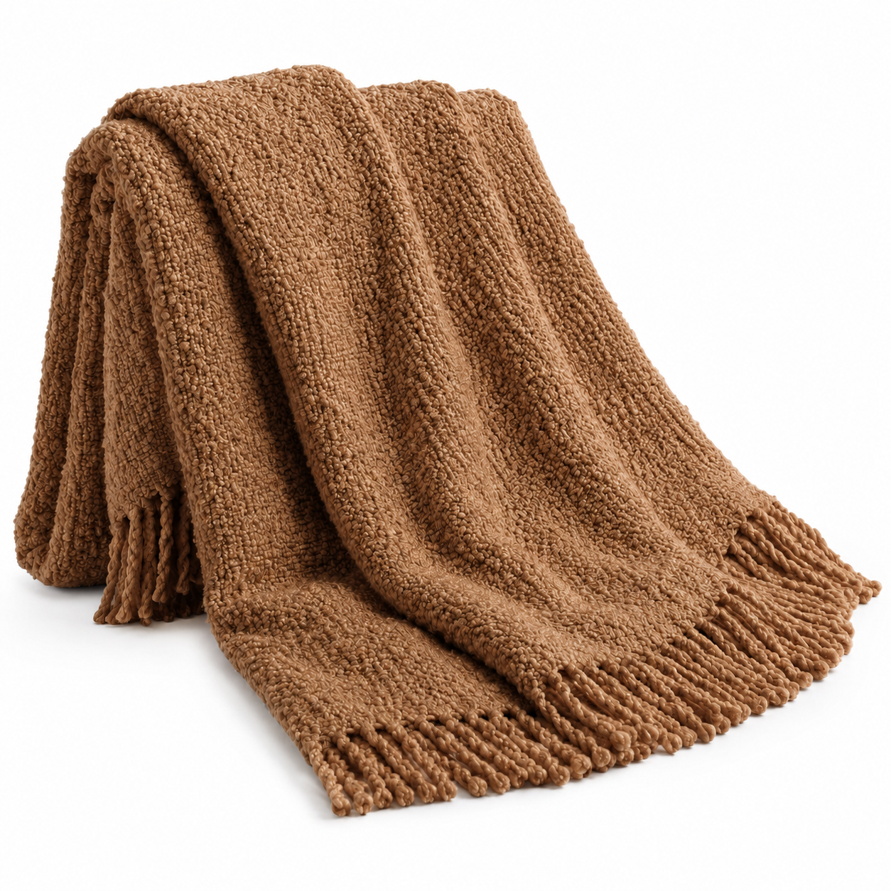 Bouclé Plaid mit Fransen für gemütliche Sofa Ecken