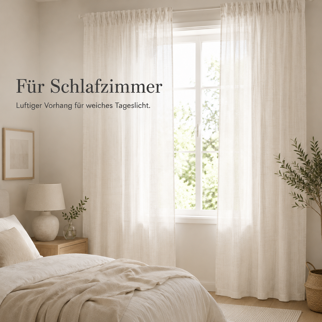 Halbtransparenter Vorhang mit Leinenstruktur für helle Fenster