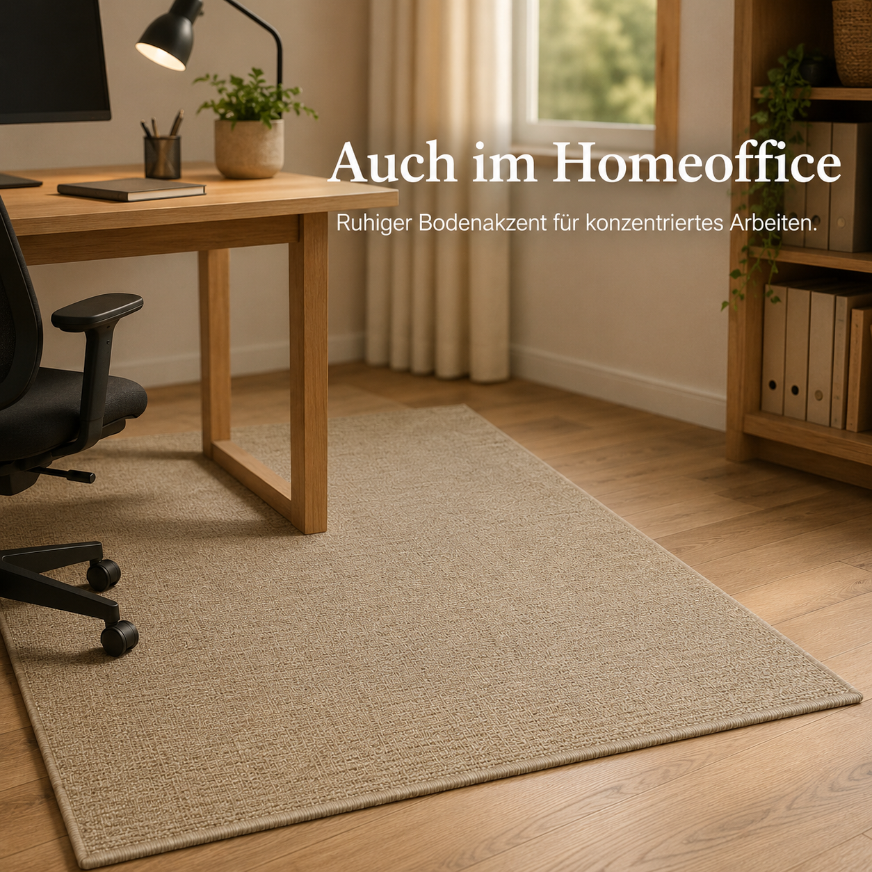Flachgewebter Teppich in Naturlook für Wohnzimmer und Essbereich