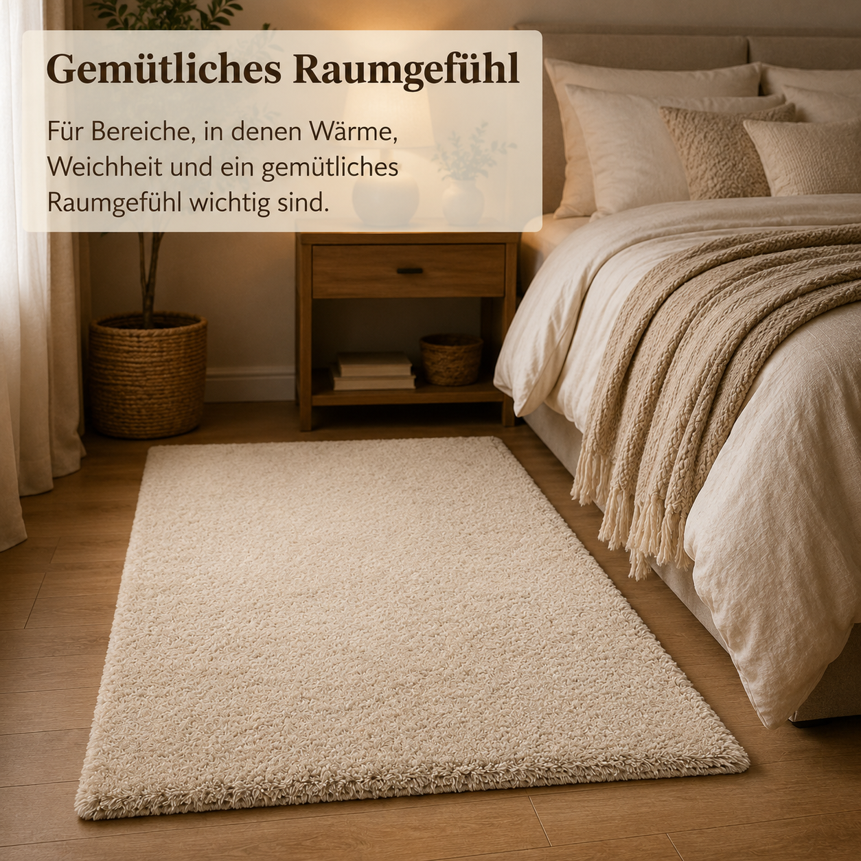 Hochflor Teppich weich in Uni Optik für gemütliche Zonen