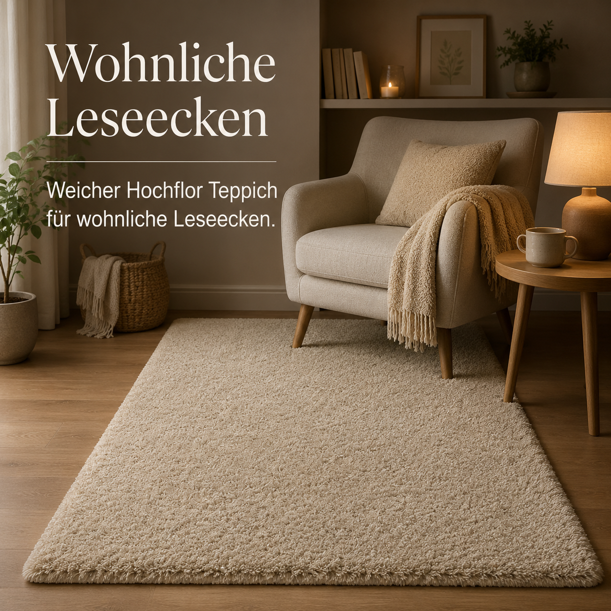 Hochflor Teppich weich in Uni Optik für gemütliche Zonen