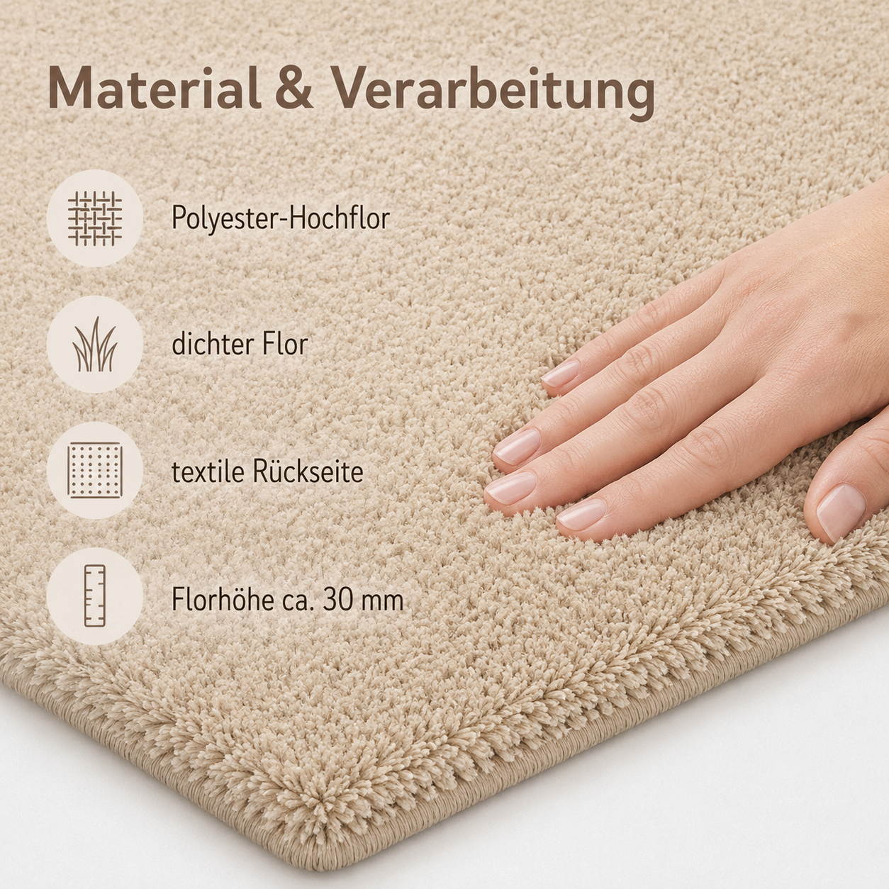 Hochflor Teppich weich in Uni Optik für gemütliche Zonen
