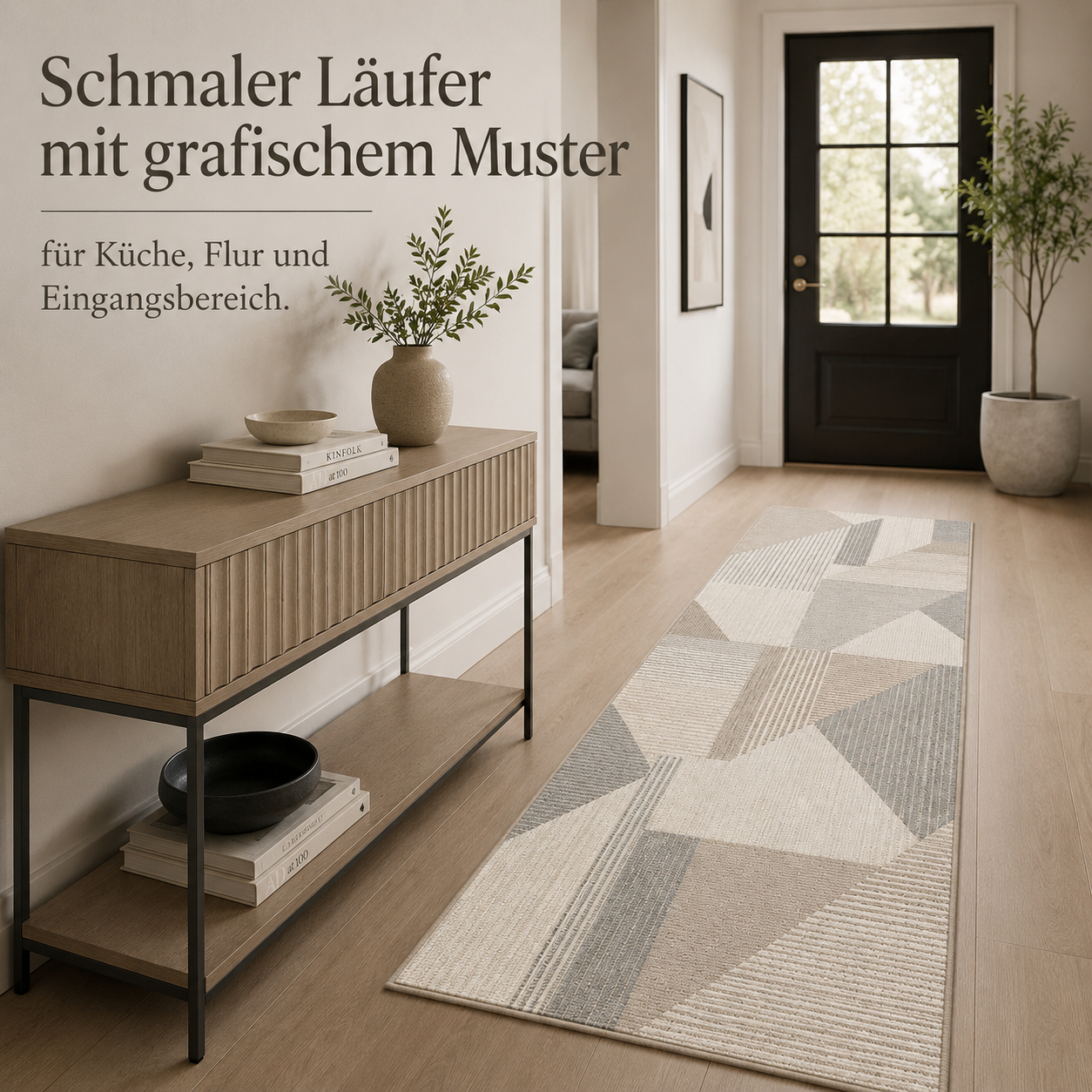 Küchen und Flur Läufer waschbar mit grafischem Muster