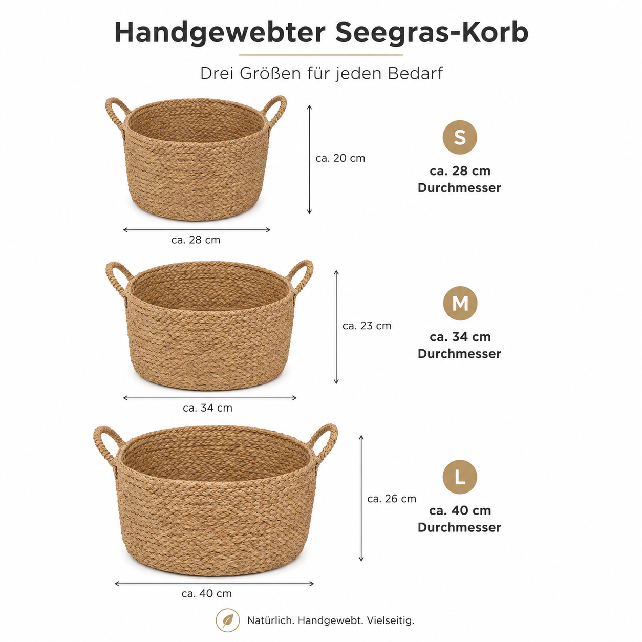 Seegras Aufbewahrungskorb handgeflochten für Regale und Decken