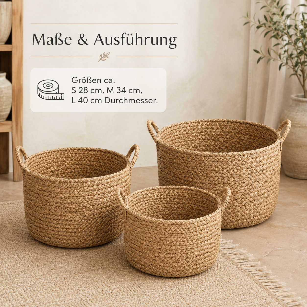 Seegras Aufbewahrungskorb handgeflochten für Regale und Decken