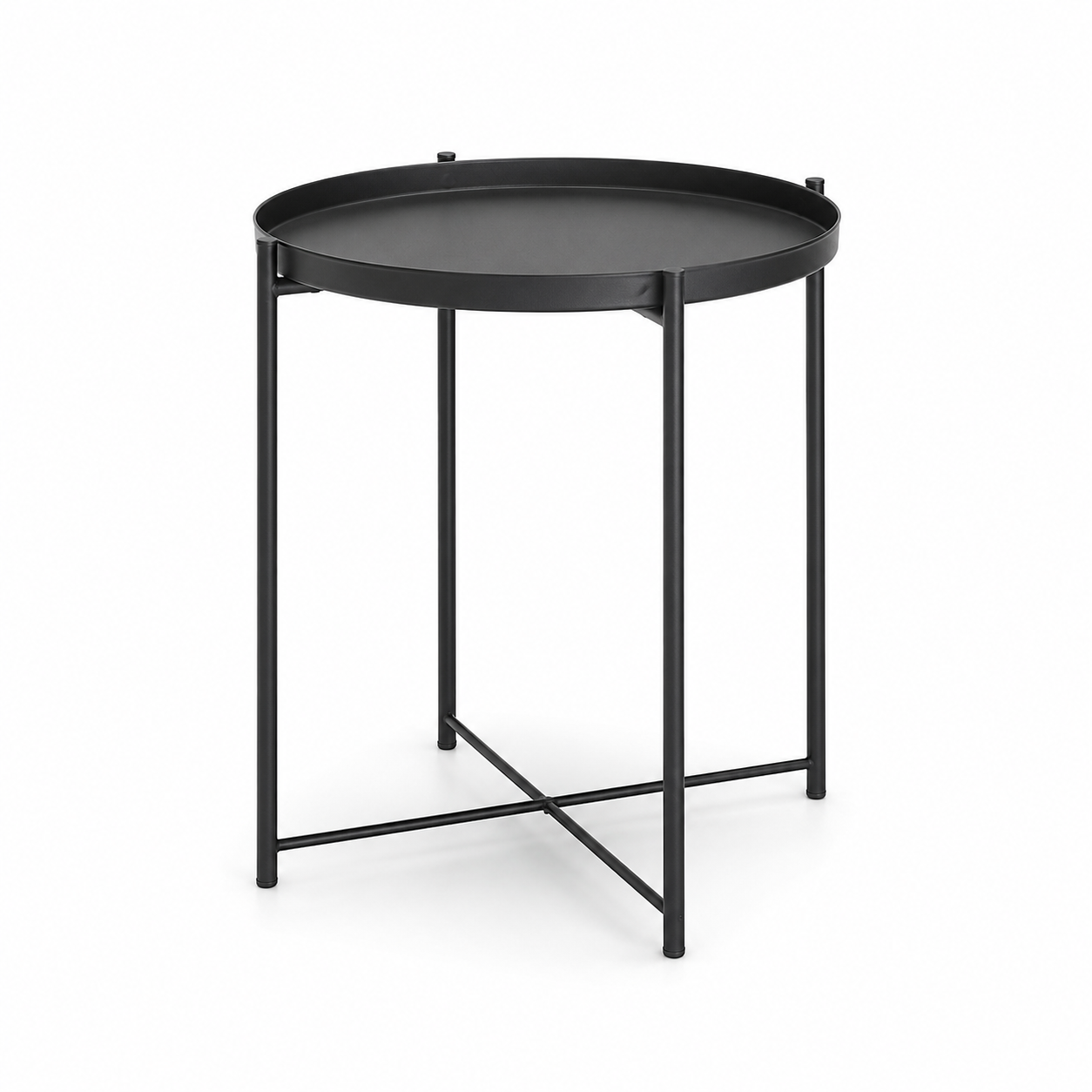Runder Beistelltisch mit Metallgestell und abnehmbarer Platte