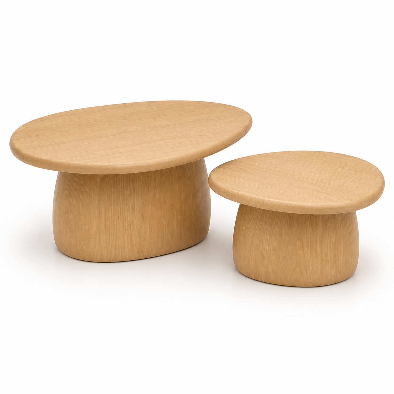 Zweiteiliges Couchtisch Set in organischer Form für moderne Sofas