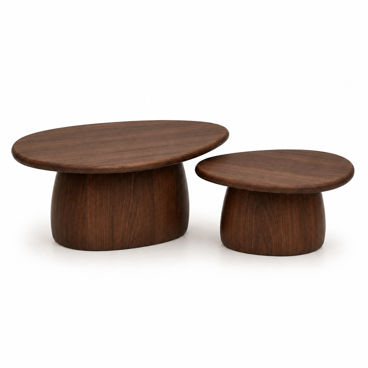 Zweiteiliges Couchtisch Set in organischer Form für moderne Sofas