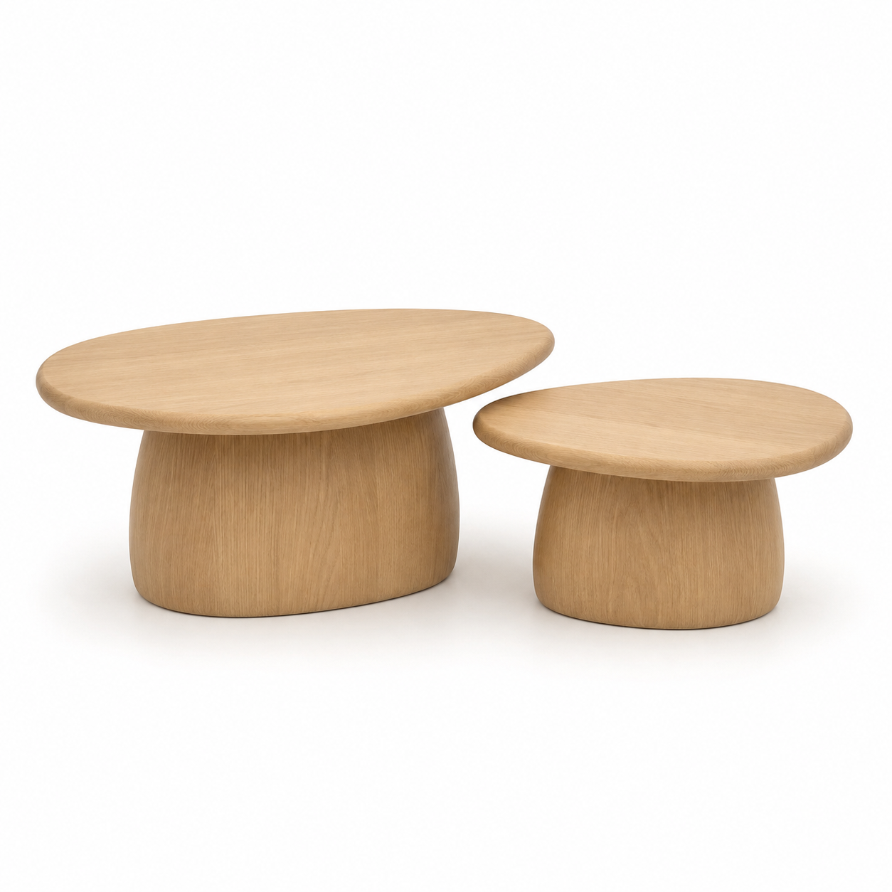 Zweiteiliges Couchtisch Set in organischer Form für moderne Sofas