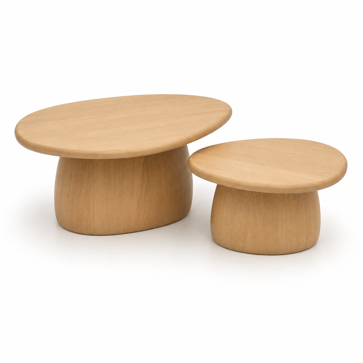 Zweiteiliges Couchtisch Set in organischer Form für moderne Sofas