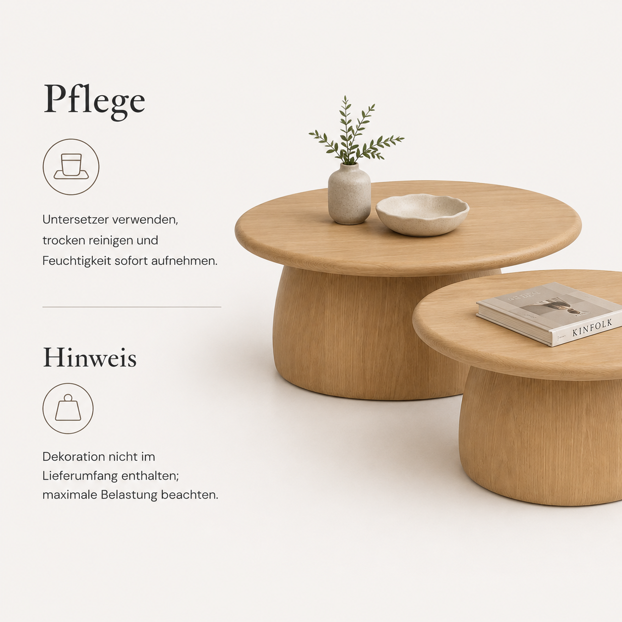 Zweiteiliges Couchtisch Set in organischer Form für moderne Sofas