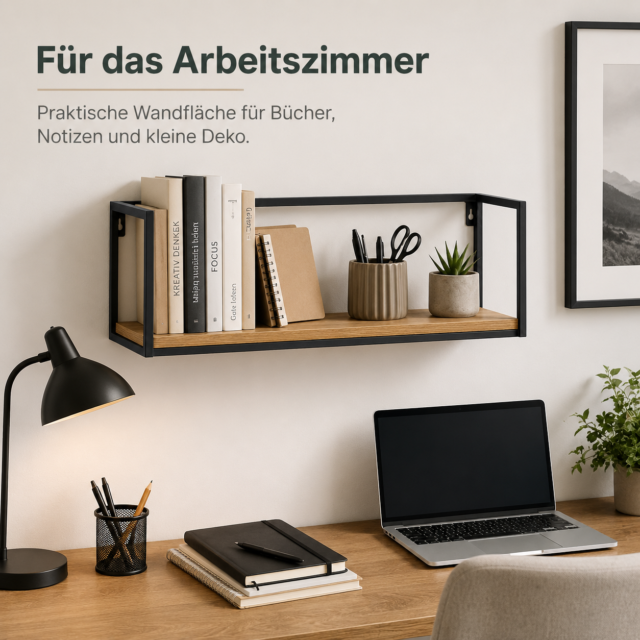 Wandregal mit Metallrahmen und Holzoptik für Küche und Wohnraum