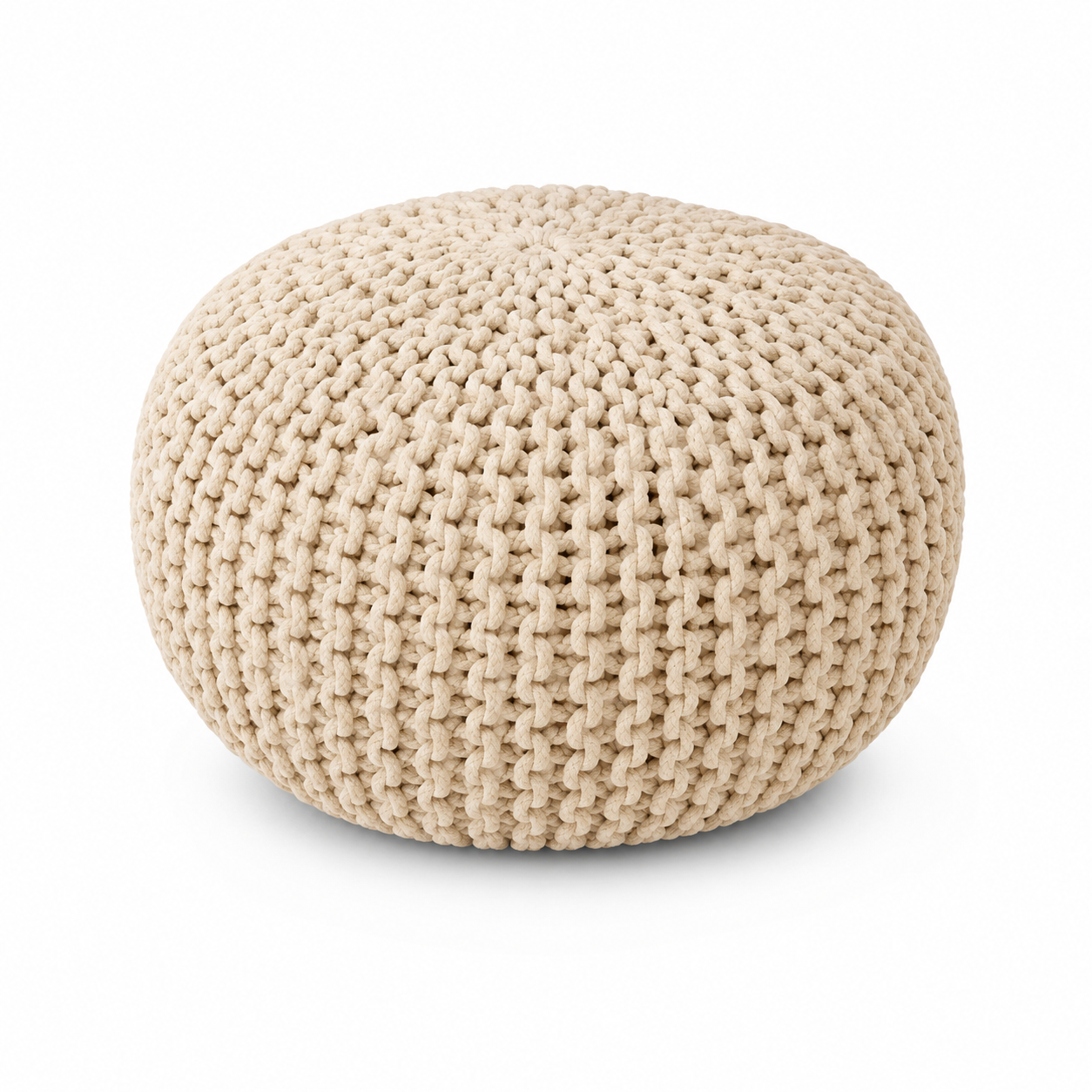 Strick Pouf rund für flexible Sitzplätze und Fußablage