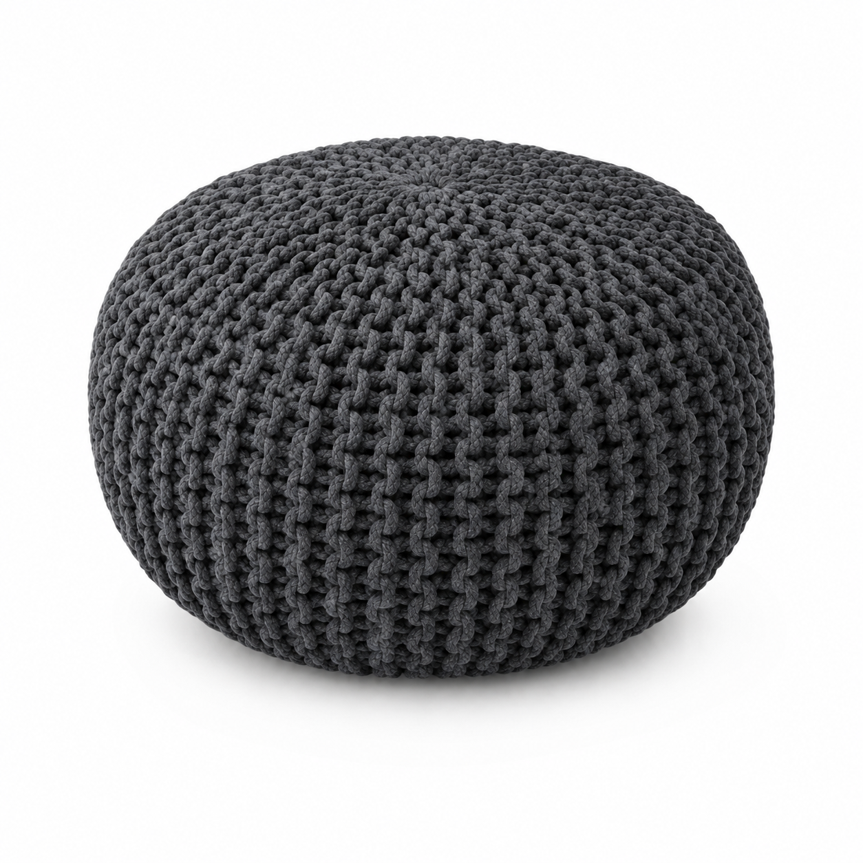Strick Pouf rund für flexible Sitzplätze und Fußablage