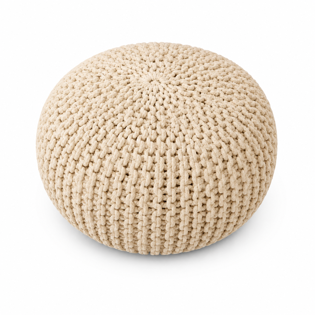 Strick Pouf rund für flexible Sitzplätze und Fußablage