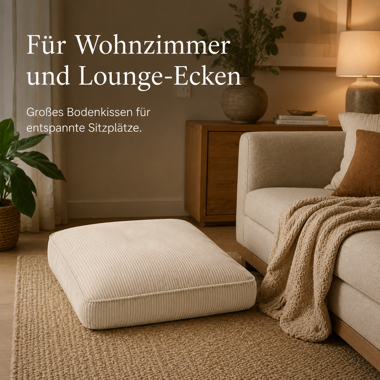 Cord Bodenkissen groß für Lounge Ecken und Gäste