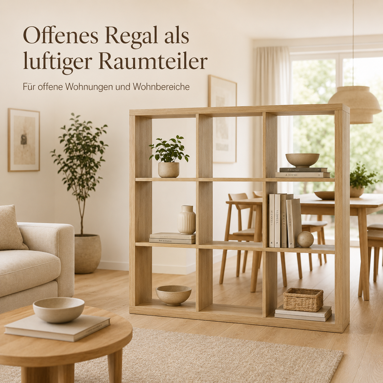 Raumteiler Regal offen für Homeoffice und Wohnbereiche