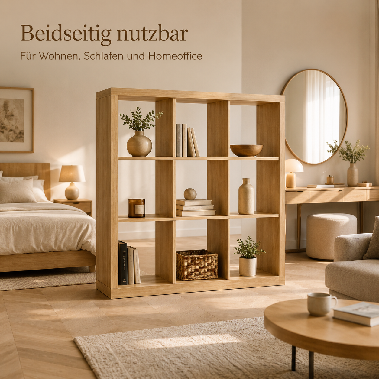 Raumteiler Regal offen für Homeoffice und Wohnbereiche