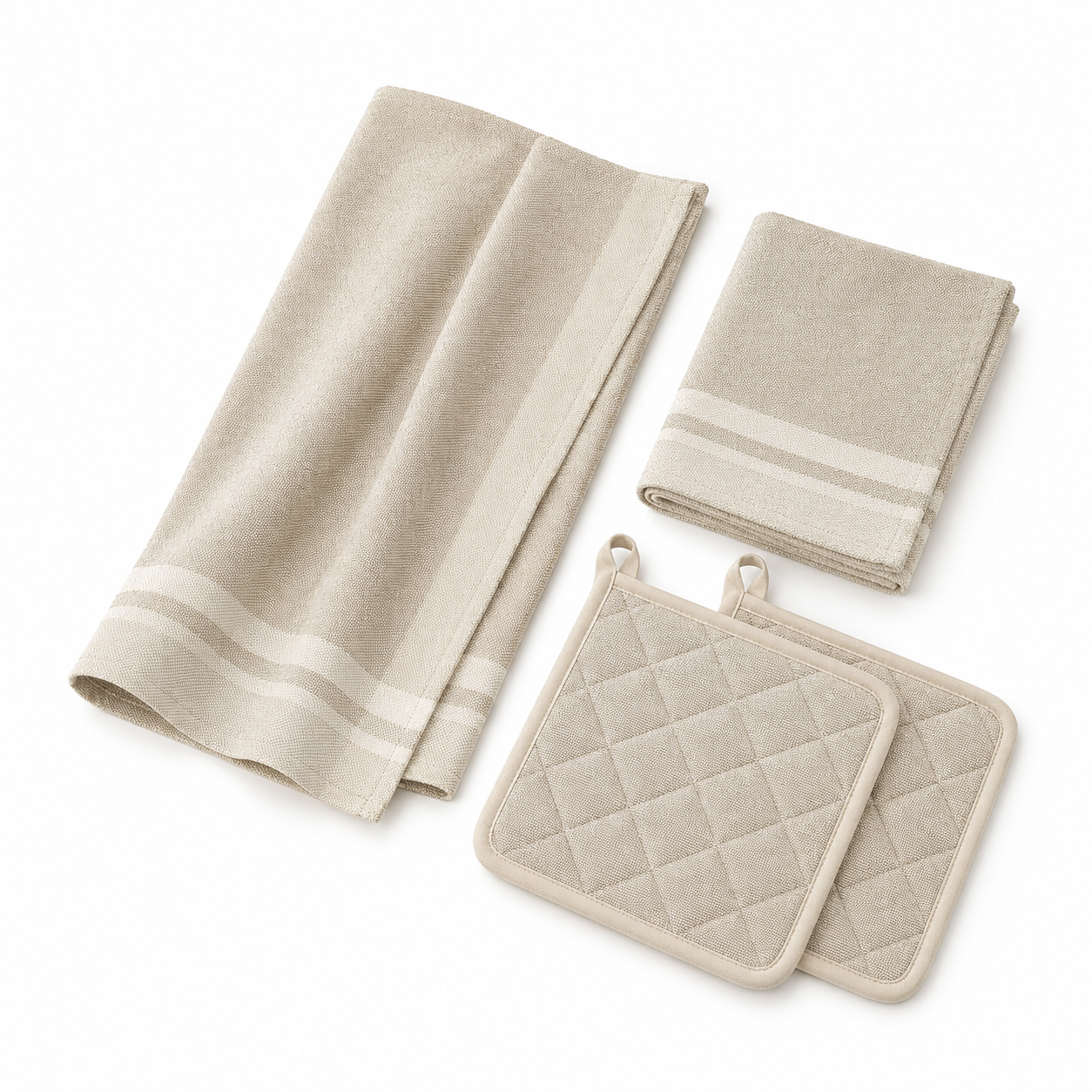 Baumwoll Küchen Textil Set mit Geschirrtüchern und Topflappen