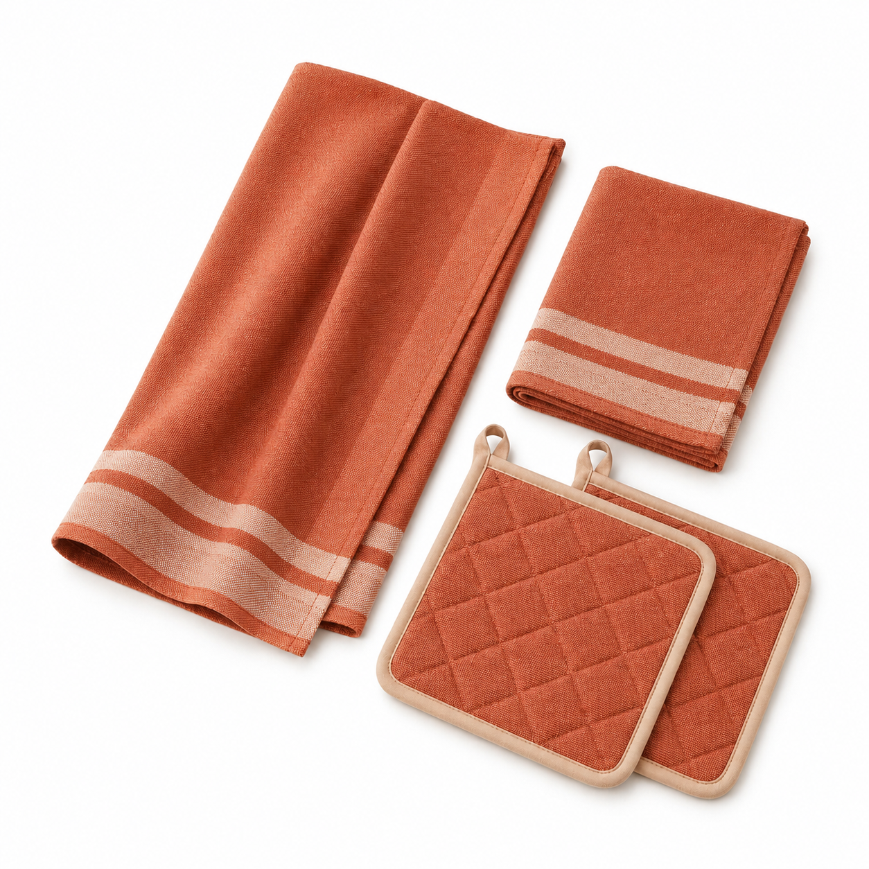 Baumwoll Küchen Textil Set mit Geschirrtüchern und Topflappen