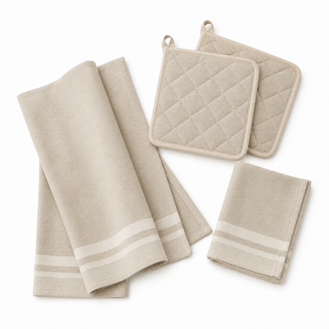 Baumwoll Küchen Textil Set mit Geschirrtüchern und Topflappen