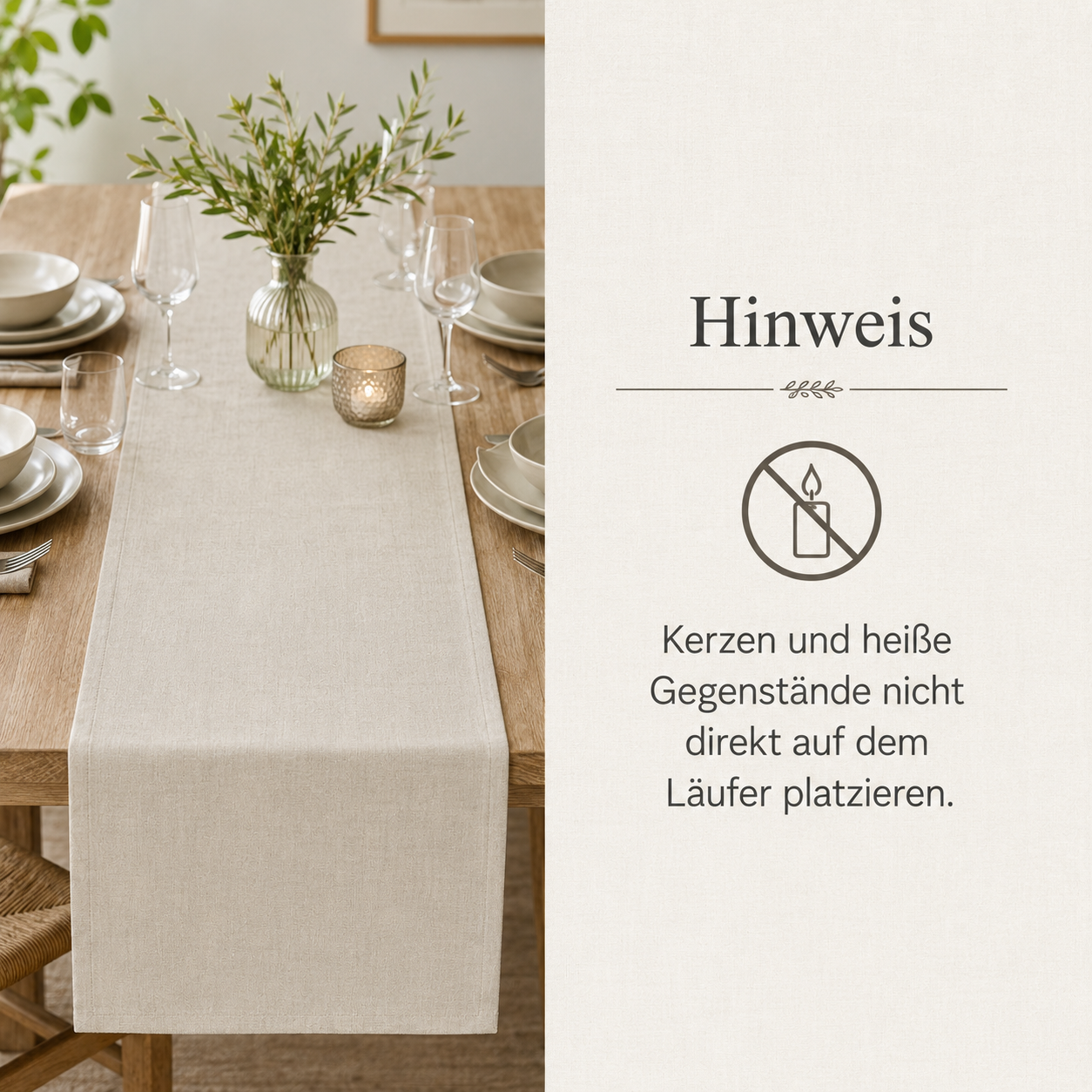Leinenoptik Tischläufer mit strukturierter Oberfläche für Esstische