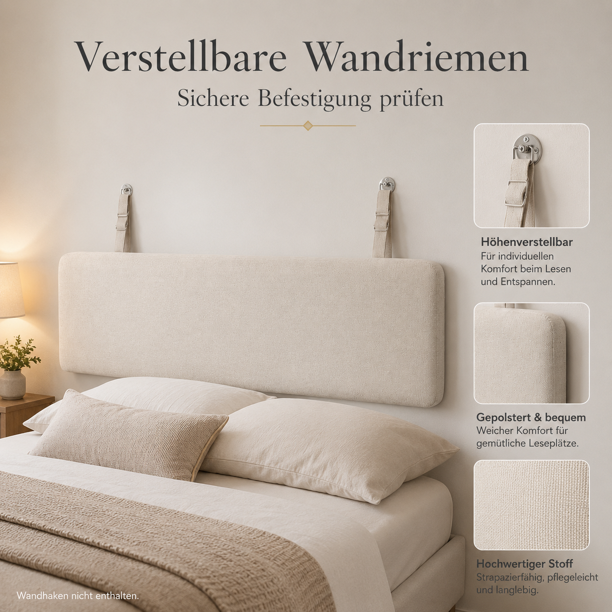 Gepolstertes Bettkopfteil Kissen mit Wandriemen für gemütliche Betten