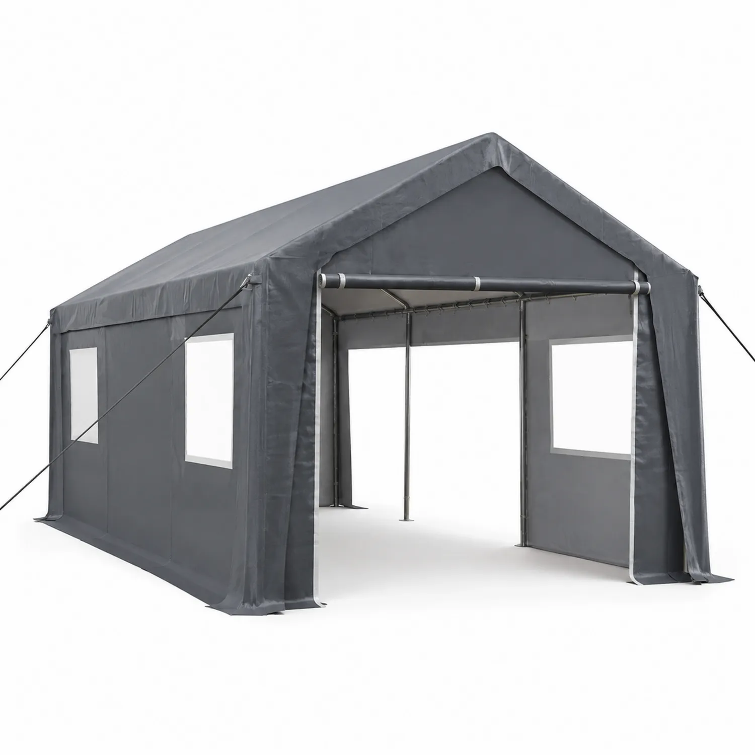 Grau PVC Carport Zelt 600x300x260 cm