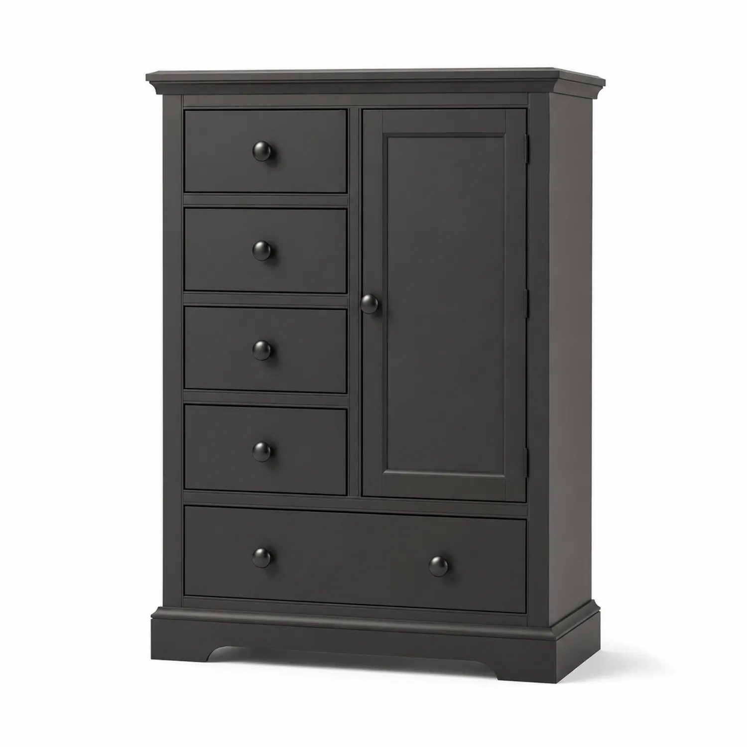 Schwarzer Holzschrank mit Schubladen und Tür 80x40x120 cm