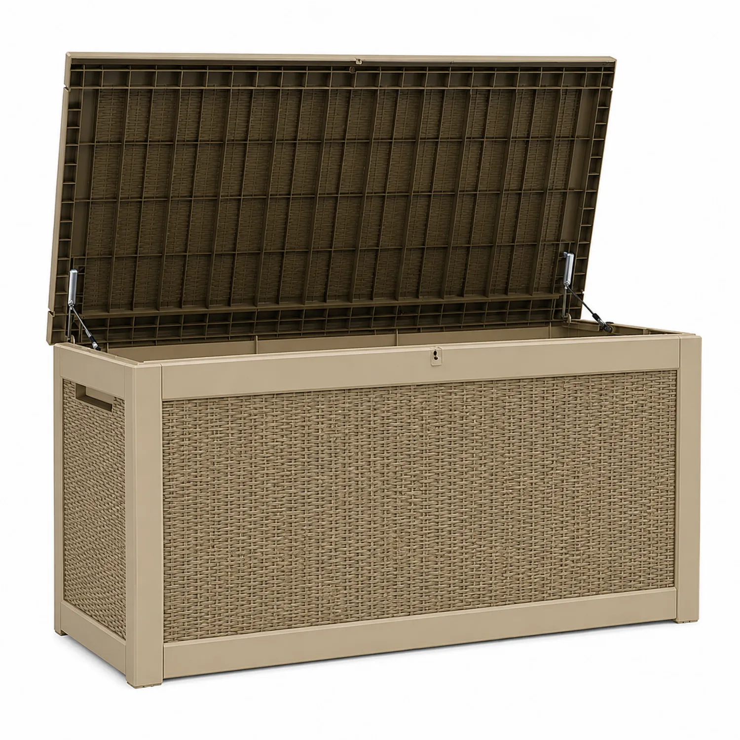 Aufbewahrungsbox aus Kunststoff mit Rattanoptik Beige 120x56x63 cm